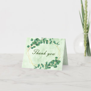 Geometric Greenery Eucalyptus Leaves Letterpress Thank You Card