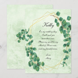 Geometric Greenery Eucalyptus Leaves Maid Of Honor Invitation