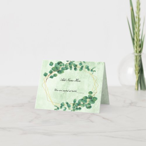 Geometric Greenery Eucalyptus Leaves Place Card