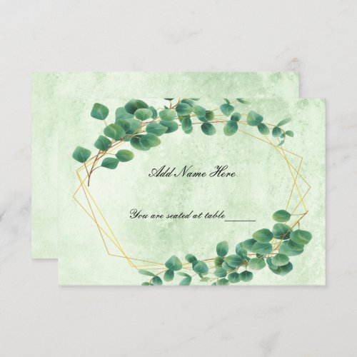 Geometric Greenery Eucalyptus Leaves Place Card