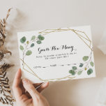 Geometric Greenery Guess How Many Game Card<br><div class="desc">This geometric greenery guess how many game card is perfect for a simple bridal shower or baby shower. The design features hand-drawn botanical green eucalyptus branches and leaves adorning a gold geometric frame.</div>