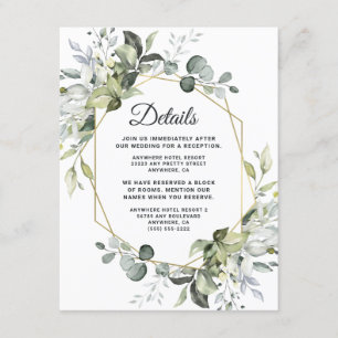 Geometric Greenery Modern Gold Succulent Wedding Enclosure Card