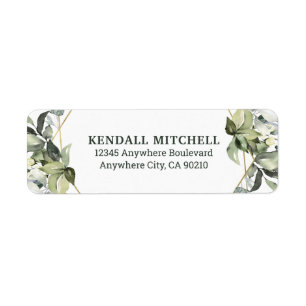 Geometric Greenery Modern Gold Succulent Wedding Label