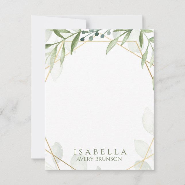 Geometric Greenery Note Card (Front)
