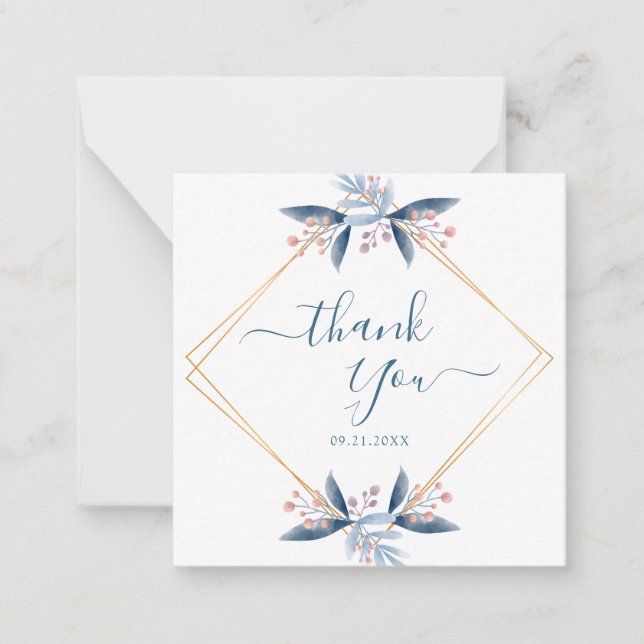 Geometric Greenery Wedding Budget Thank You Note Card (Front)