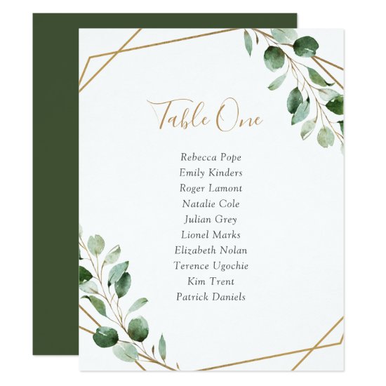 Geometric Greenery Wedding Table Seating Cards