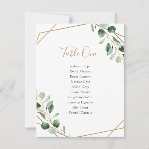 Geometric Greenery Wedding Table Seating Cards