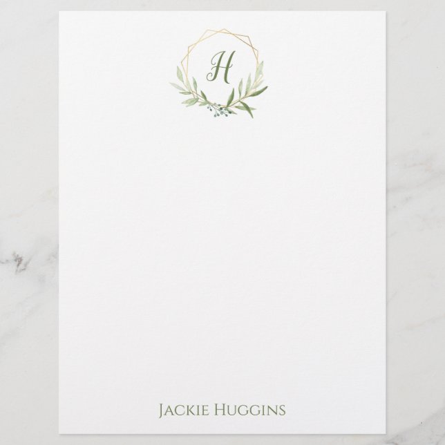 Geometric Greenery Wreath Letterhead (Front)