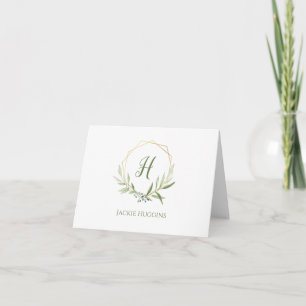 Geometric Greenery Wreath Note Card