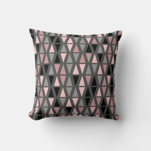 Geometric Grey Blush and Coral Throw Pillow