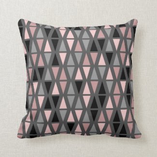 Geometric Grey, Blush and Coral Throw Pillow