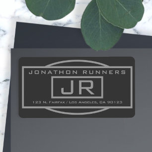 Geometric Grey & Dark Greys Return Address Label