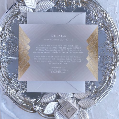 Geometric Grey Gold Foil Wedding Enclosure Card