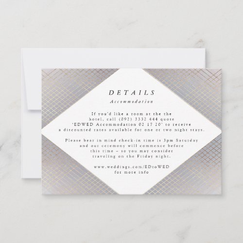 Geometric Grey Gold Gatsby Wedding Enclosure Card