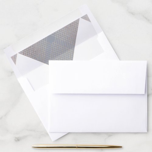 Geometric Grey Gold Gatsby Wedding Envelope Liner