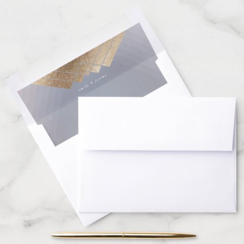 Geometric Grey Gold Gatsby Wedding Envelope Liner