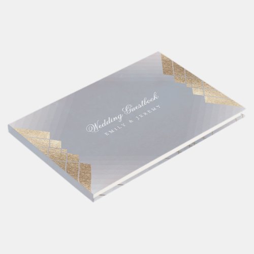 Geometric Grey Gold Gatsby Wedding Guest Book
