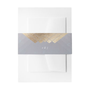 Geometric Grey Gold Gatsby Wedding Invitation Belly Band
