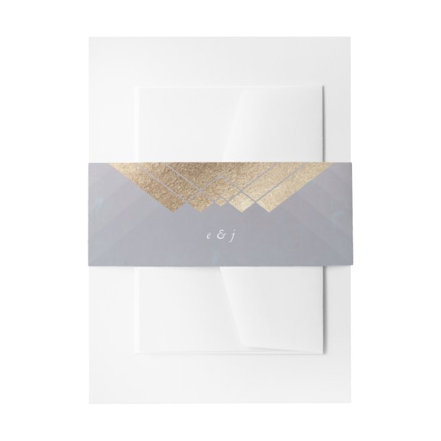 Geometric Grey Gold Gatsby Wedding Invitation Belly Band (Front Example)