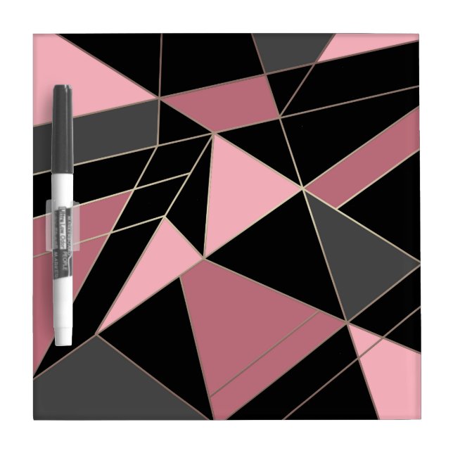 Geometric, grey, pink dry erase board (Front)