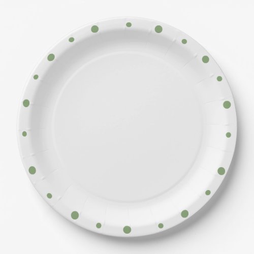Geometric Grey Soft Green Polka Dots Trim Paper Plates