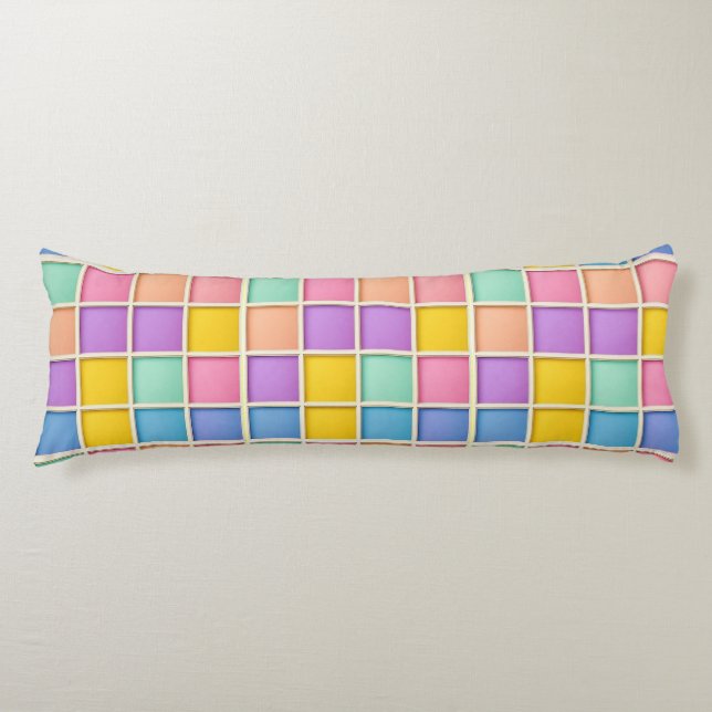 🎨 Geometric Grid Vibrant Home Style Art ✨ Body Pillow (Front)