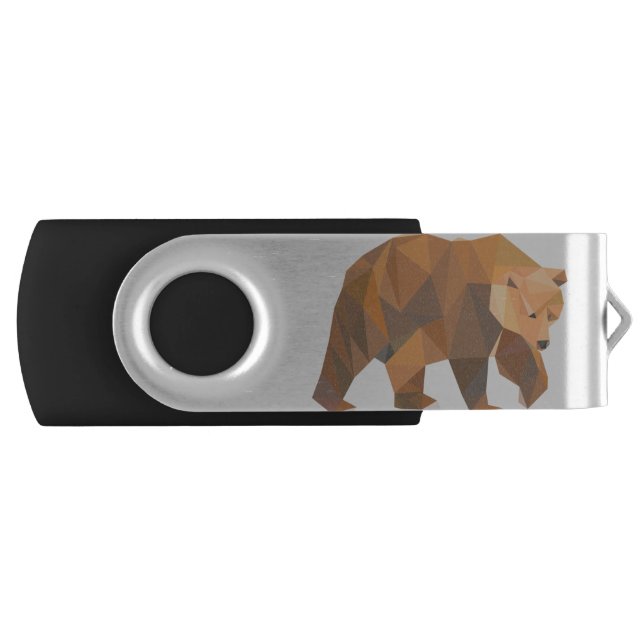 Geometric Grizzly Bear Flash Drive (Front)