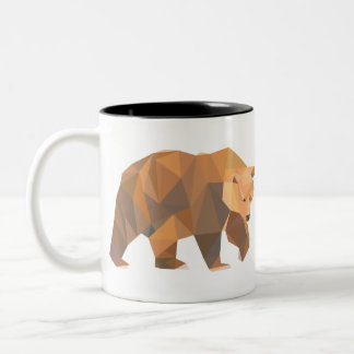Geometric Grizzly Bear Two-Tone Coffee Mug