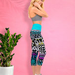 Geometric Grunge Colorful Retro 80s Fun Abstract Capri Leggings<br><div class="desc">This fun,  colorful retro 80's inspired design was created using my original geometric doodle art with fun splashes of paint in bright pink,  yellow,  purple,  and blue and has a grungy distressed feel and whimsical botanical and elements.</div>