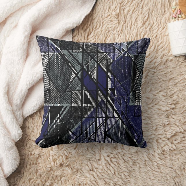 Geometric grunge print throw pillow (Blanket)