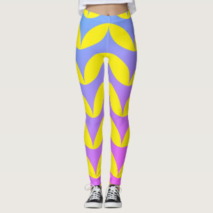 Geometric half circle black & grey trendy summer leggings