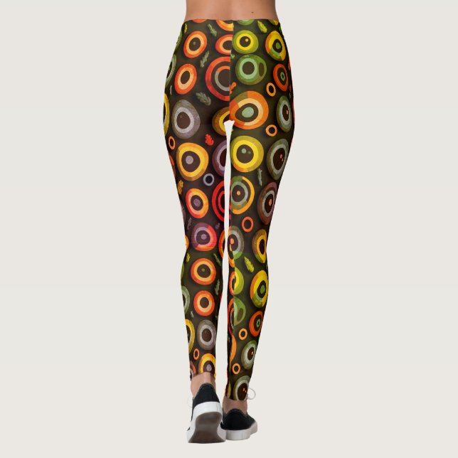 Geometric Halloween Color Spooky Monster Eyeball  Leggings (Back)