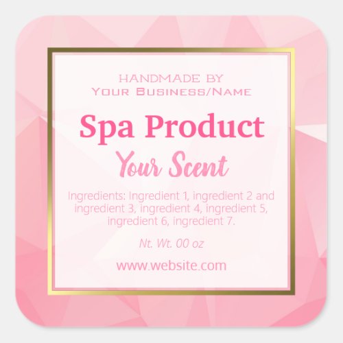 Geometric Handmade Spa Product Small Home Business Square Sticker