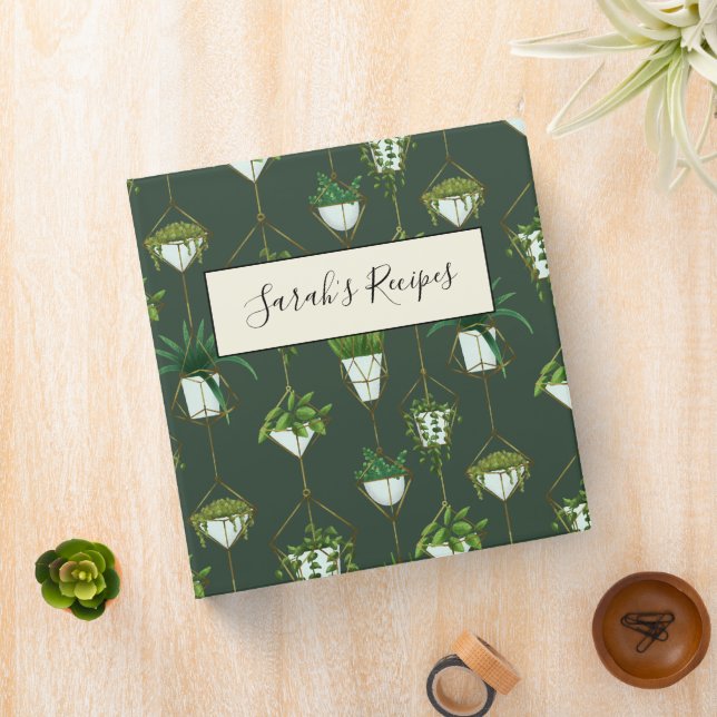 Geometric Hanging Houseplant Pattern 3 Ring Binder (In Situ)