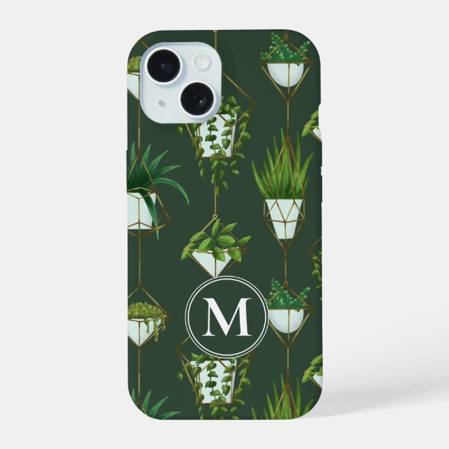 Geometric Hanging Houseplant Pattern Iphone Case (Back)