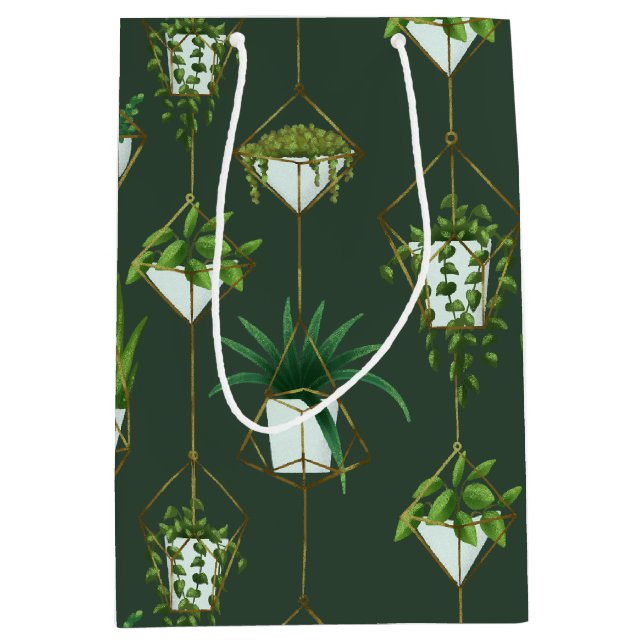 Geometric Hanging Houseplant Pattern Medium Gift Bag (Front)