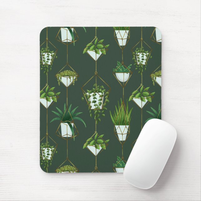 Geometric Hanging Houseplant Pattern Mouse Pad (With Mouse)