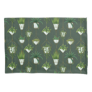 Geometric Hanging Houseplant Pattern Pillow Case