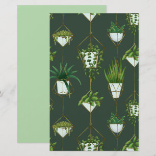 Geometric Hanging Houseplant Pattern Stationery
