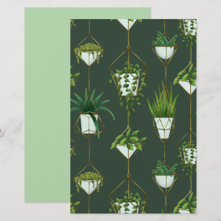 Geometric Hanging Houseplant Pattern Stationery