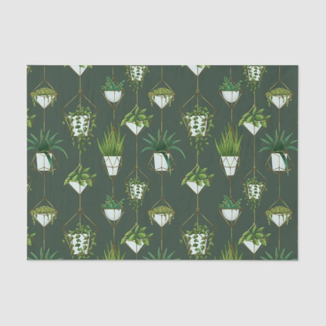 Geometric Hanging Houseplant Pattern Tissue Paper (Front)