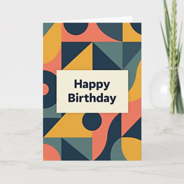 Geometric Happy Birthday Card (Front)
