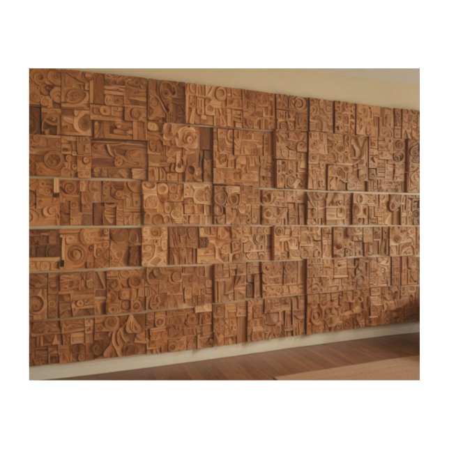 Geometric Harmony: A Wooden Mosaic Wood Wall Art (Front)