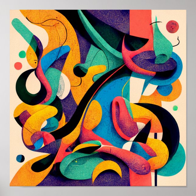 "Geometric Harmony" - Abstract Digital Art Poster (Front)