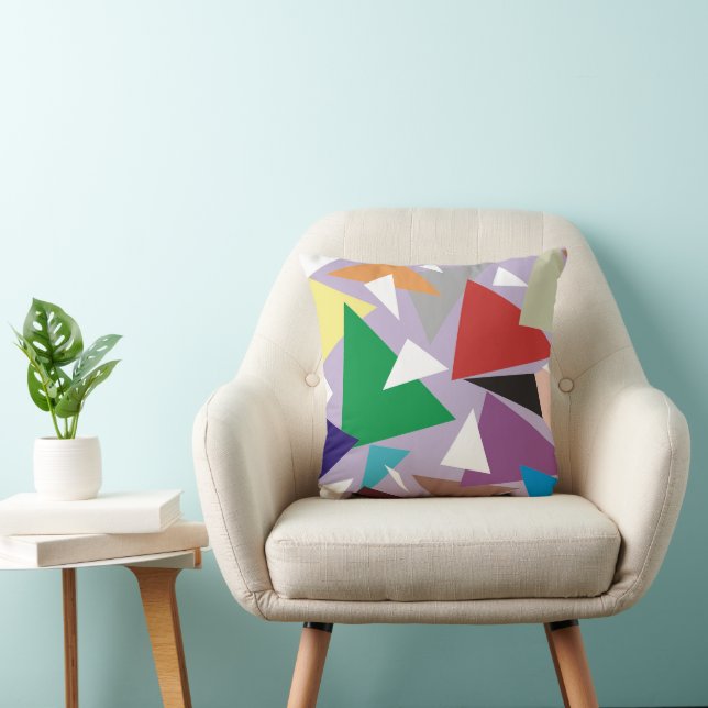 Geometric Harmony: Abstract Multicolored Throw Pillow (Chair)
