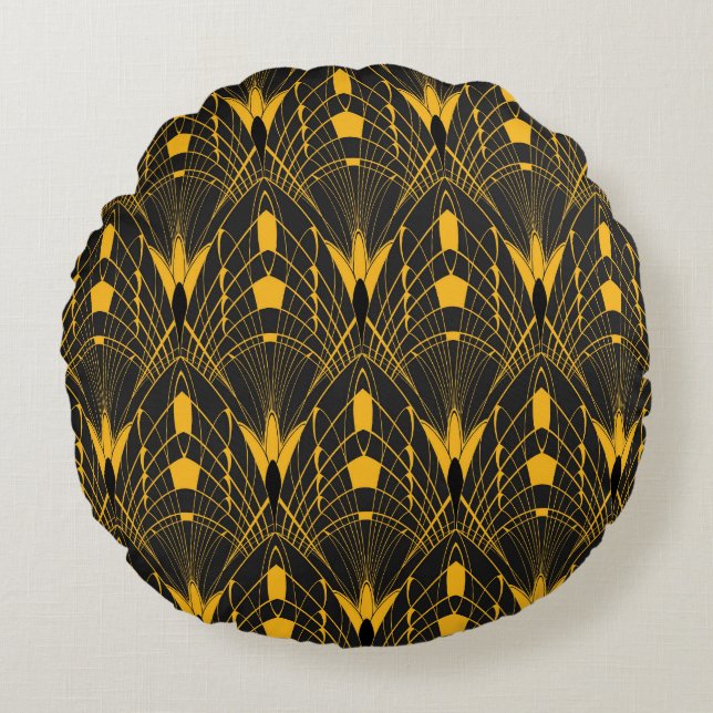 Geometric Harmony: Digital Ornament Design Round Pillow (Front)