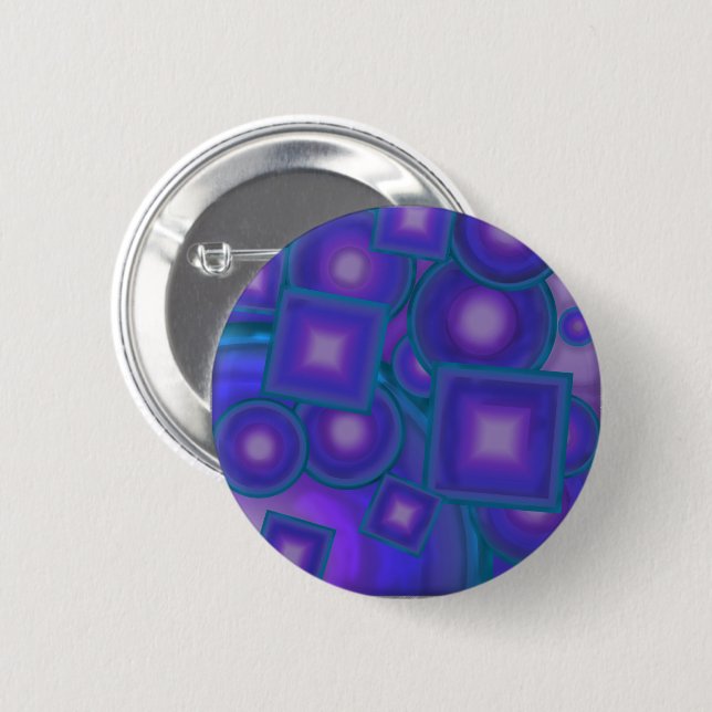 Geometric Harmony in Blues and Purples Button (Front & Back)