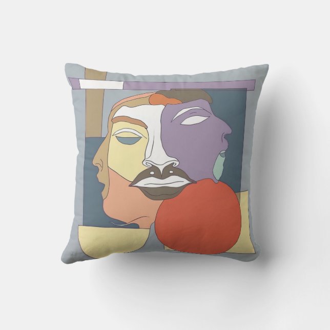 Geometric Harmony in Profile Throw Pillow (Back)