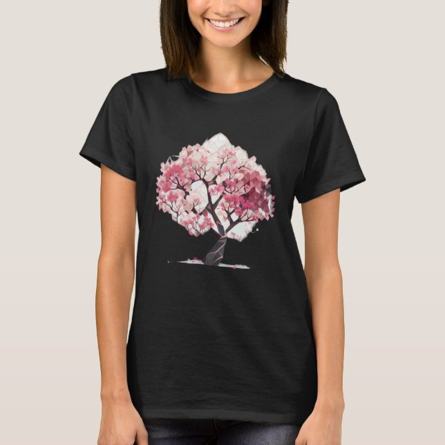 Geometric Harmony of Spring Cherry Blossom Tree of T-Shirt (Front)