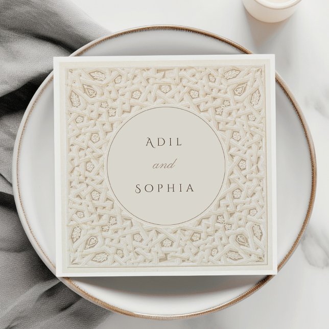 Geometric Harmony Personalized Wedding Napkins (Creator Uploaded)